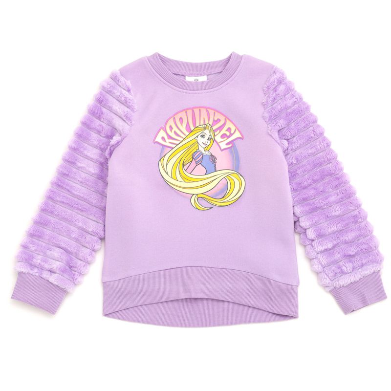 Disney Girls Fleece Sweatshirt with Faux Fur Sleeves Little Kid to Big Kid