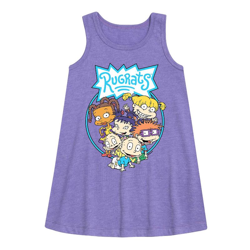 Girls' - Rugrats - Circle Graphic Sleeveless Aline Dress