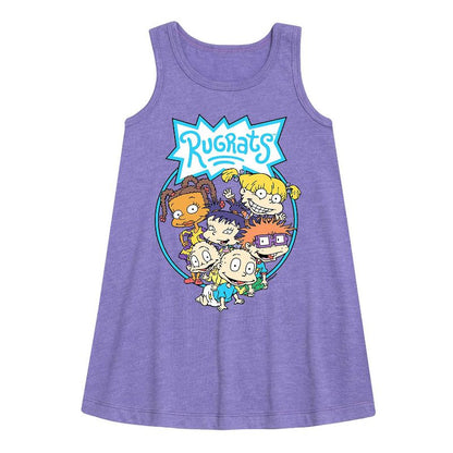 Girls' - Rugrats - Circle Graphic Sleeveless Aline Dress