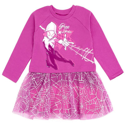 Marvel Spider-Man Spider-Gwen Ghost Spider Girls French Terry Dress Little Kid to Big Kid