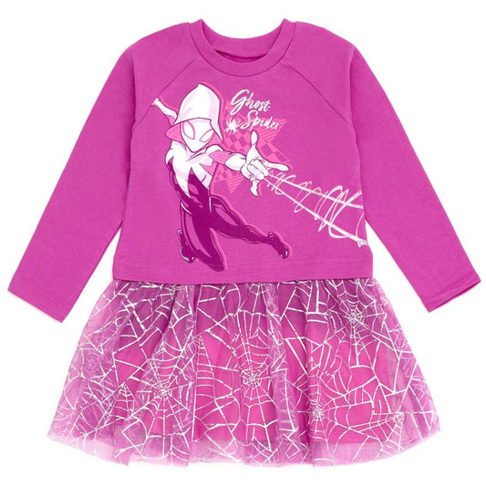 Marvel Spider-Man Spider-Gwen Ghost Spider Girls French Terry Dress Little Kid to Big Kid