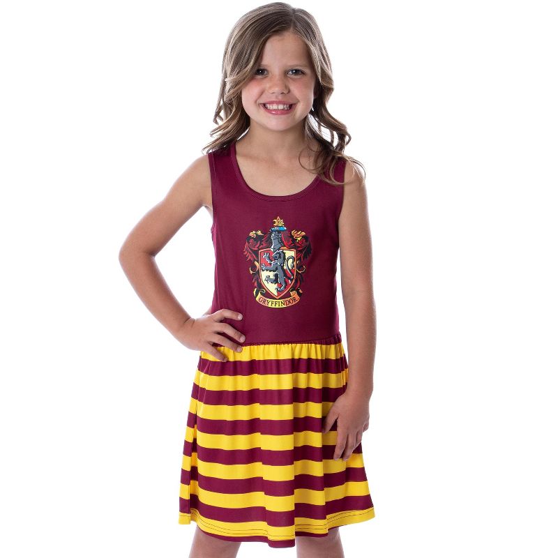 Harry Potter Girls All Houses Crest Logo Tank Stripe Accent Pajama Nightgown