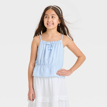 Girls' Peplum Gauze Tank Top - Cat & Jack™ Blue