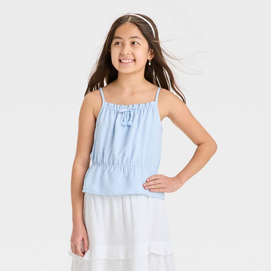 Girls' Peplum Gauze Tank Top - Cat & Jack™ Blue