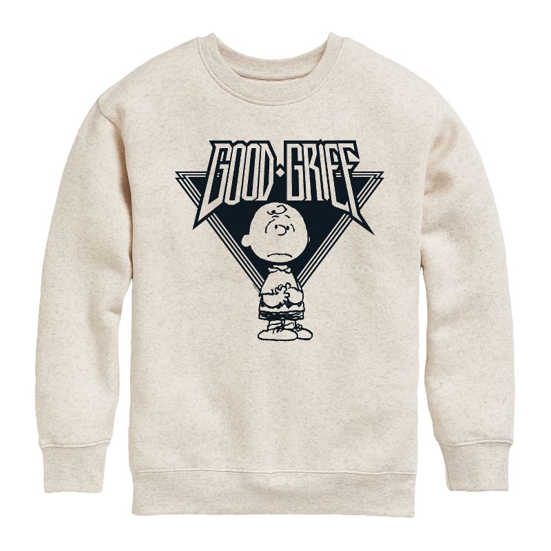 Boys' - Peanuts - Good Grief Rock Graphic Long Sleeve Fleece Sweatshirt