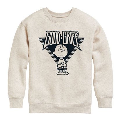 Boys' - Peanuts - Good Grief Rock Graphic Long Sleeve Fleece Sweatshirt