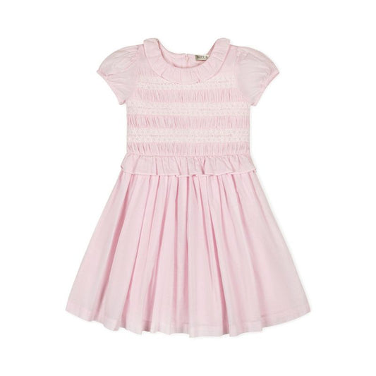 Hope & Henry Girls'  Puff Sleeve Smocked Party Dress with Ruffle Collar, Kids