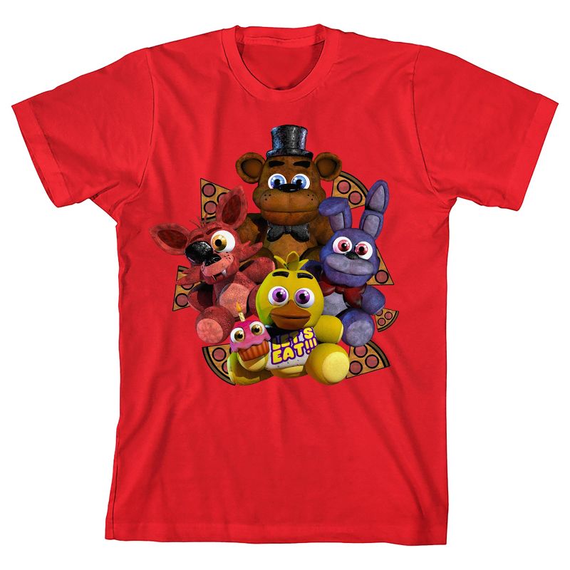 Five Nights At Freddy's Plush Characters Group Short Youth Re Crew Neck Short Sleeve T-shirt