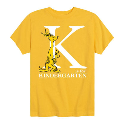 تي شيرت جرافيكي بأكمام قصيرة للأولاد - دكتور سوس - K Is For Kindergarten Kangaroo