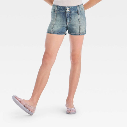 Girls' Mid-Rise Paneled Denim Shorts - art class™