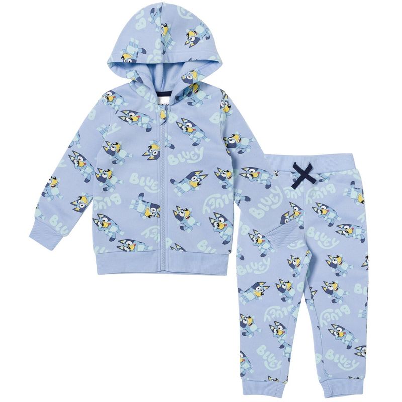 Bluey Fleece Zip Up Hoodie and Jogger Pants Set Toddler