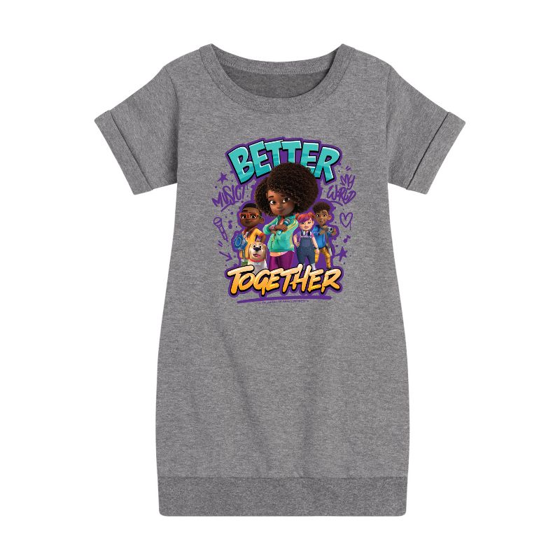 فستان صوف بأكمام قصيرة مطبوع عليه عبارة "Better Together" للفتيات - عالم كارما