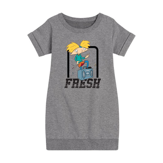 Girls' - Hey Arnold! - Fresh Arnold Graphic Short Sleeve Fleece Dress