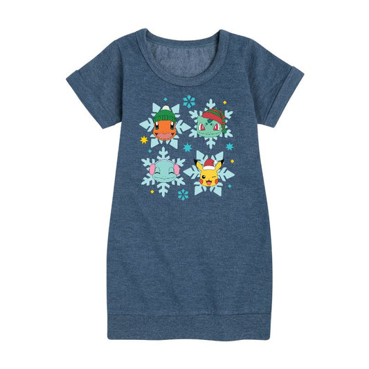 Girls' - Pokémon - Poké Flakes Graphic Short Sleeve Fleece Dress