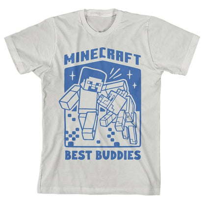 تي شيرت أبيض للأولاد من Minecraft Adventure Club Best Buddies