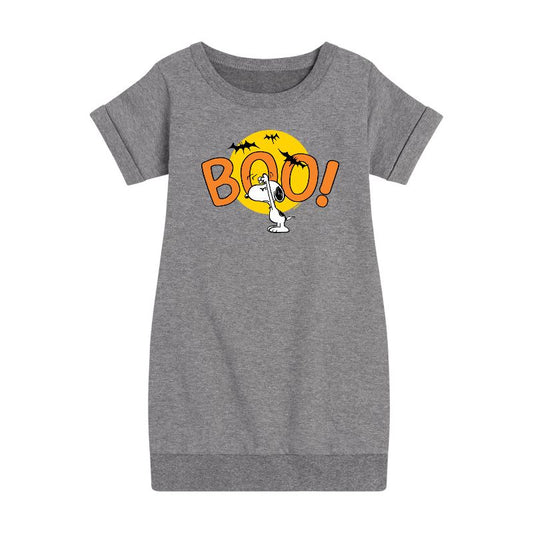 Girls' - Peanuts - Boo Snoopy Graphic Short Sleeve Fleece Dress
