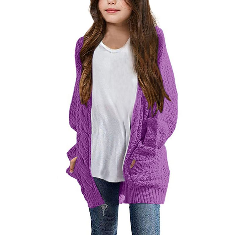 Cardigan for Girls Open Front Sweater Long Sleeve Loose Fit Sweater Jacket