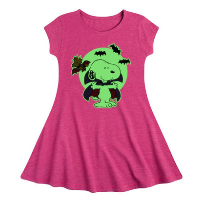 فستان بناتي بأكمام قصيرة بتصميم مصاص دماء سنوبي متوهج في الظلام - بيناتس