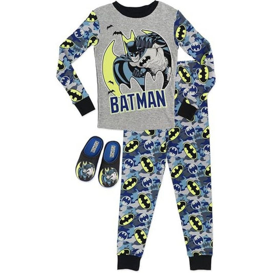 طقم ملابس نوم ونعال قطنية من قطعتين للأولاد الكبار من DC Comics Batman