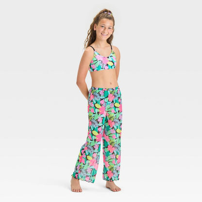Girls' Floral Printed Bikini Swimsuit Set - art class™