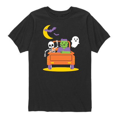 تي شيرت جرافيكي بأكمام قصيرة وحوش شاحنات الهالوين للأولاد - رسالة فورية