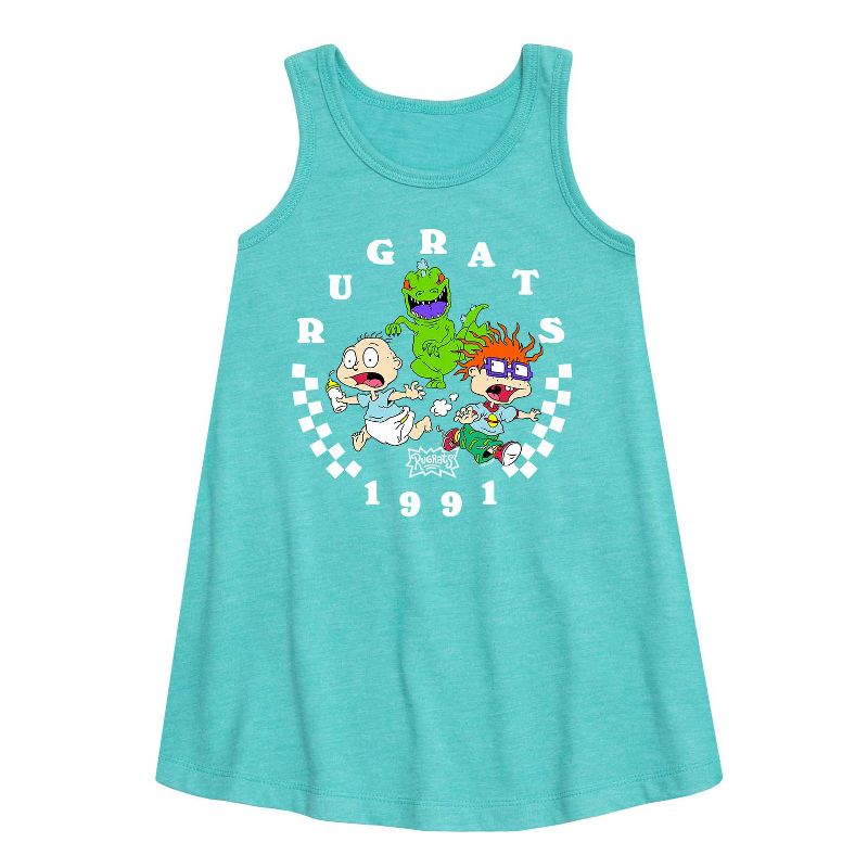 Girls' - Rugrats - Checkers Graphic Sleeveless Aline Dress