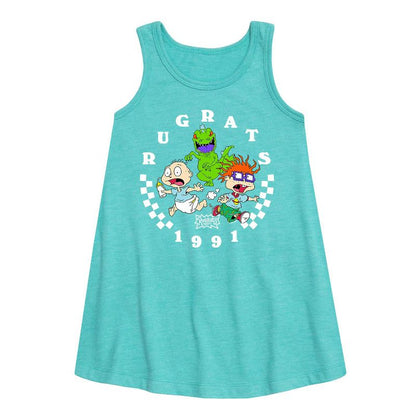 Girls' - Rugrats - Checkers Graphic Sleeveless Aline Dress