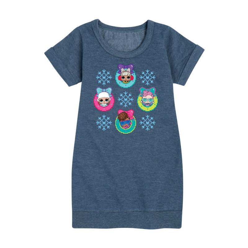Girls' - Lol Surprise! - Snowflake Wreath Graphic Short Sleeve Fleece Dress