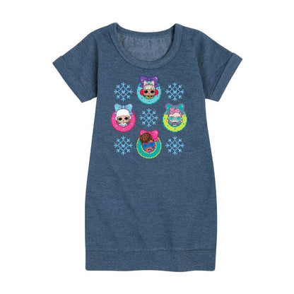 Girls' - Lol Surprise! - Snowflake Wreath Graphic Short Sleeve Fleece Dress