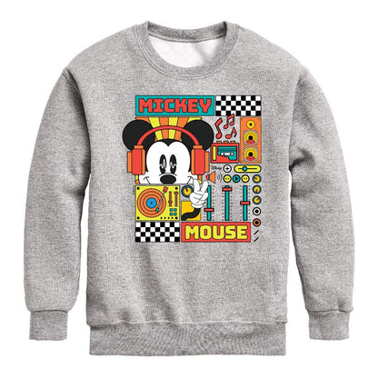 Boys' - Disney - Mickey Mouse Rhythm Waves Graphic Long Sleeve Fleece Sweatshirt