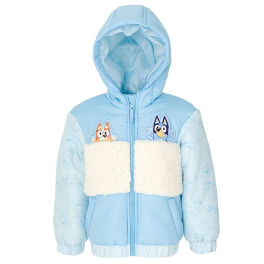 Bluey Girls Zip Up Winter Coat Puffer Jacket Little Kid to Big Kid