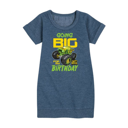 فستان صوف بأكمام قصيرة مطبوع عليه رسومات "Going Big For My Birthday" للفتيات - Hot Wheels