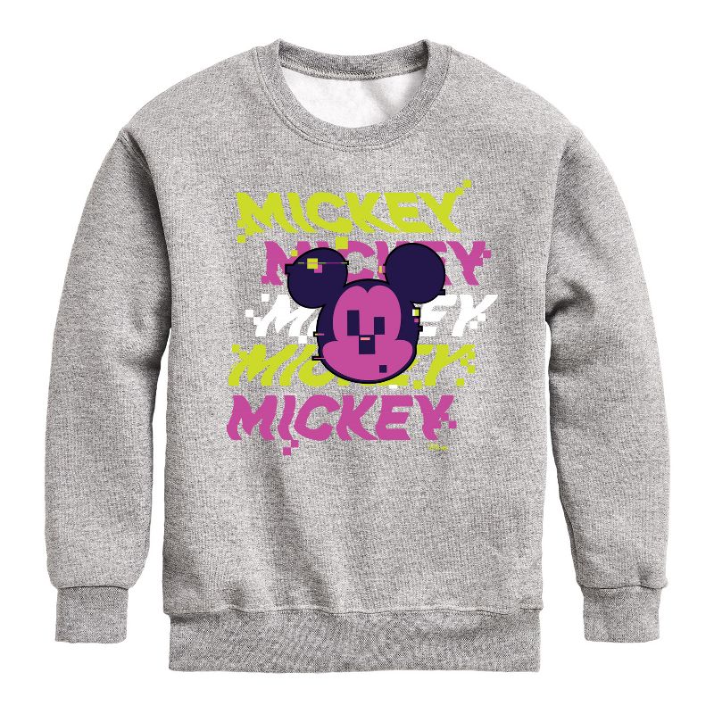 Boys' - Disney - Mickey Stacked Graphic Long Sleeve Fleece Sweatshirt