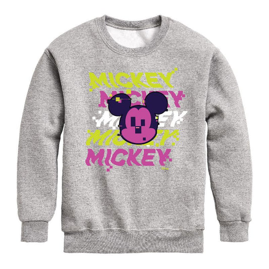 Boys' - Disney - Mickey Stacked Graphic Long Sleeve Fleece Sweatshirt