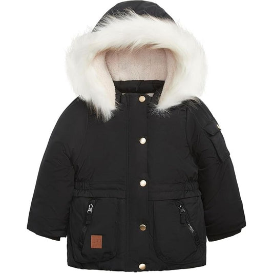 LONDON FOG Little/Big Girls' Heavyweight Faux Fur Trim Fleece-Lined Jackets