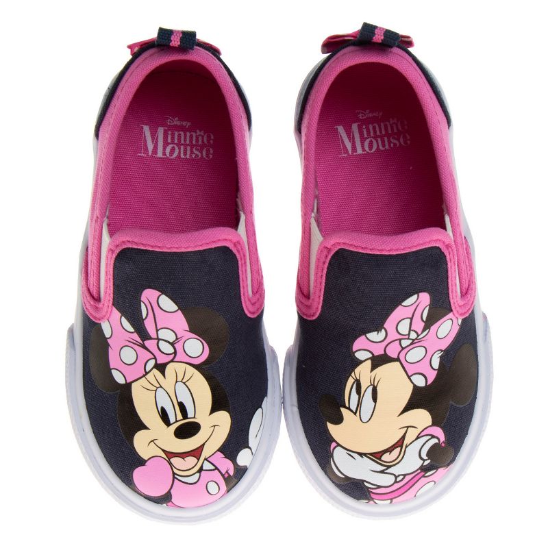 Disney Minnie Mouse Girls No Lace Shoes - Disney Character Loafer Low top SlipOn Casual Tennis Canvas Sneakers (size 5-12 toddler)