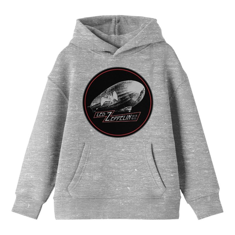 Led Zeppelin Blimp Long Sleeve Athletic Heather Youth Hooded Sweatshirt