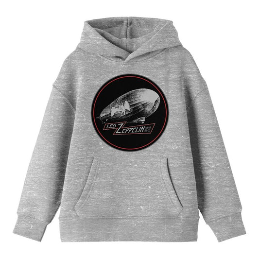 Led Zeppelin Blimp Long Sleeve Athletic Heather Youth Hooded Sweatshirt