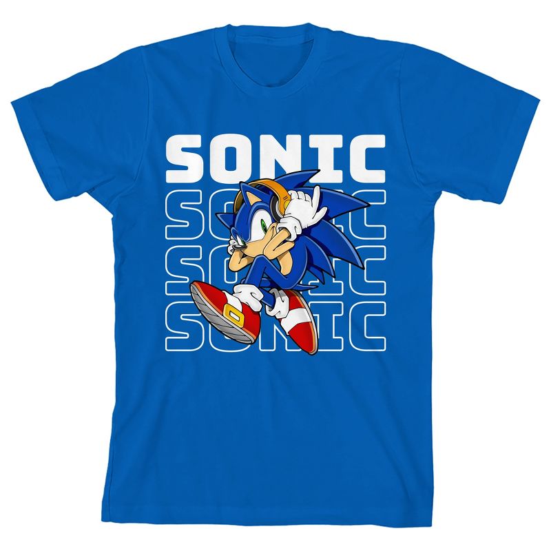 Sonic The Hedgehog Modern Boys Blue Crew Neck Short Sleeve T-shirt