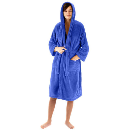 BC BARE COTTON Boys Hooded Robe Microfiber Plush Fleece Bathrobe