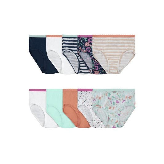 ملابس داخلية قصيرة Eversoft للفتيات الصغيرات من Fruit Of the Loom، عبوة من 10 قطع