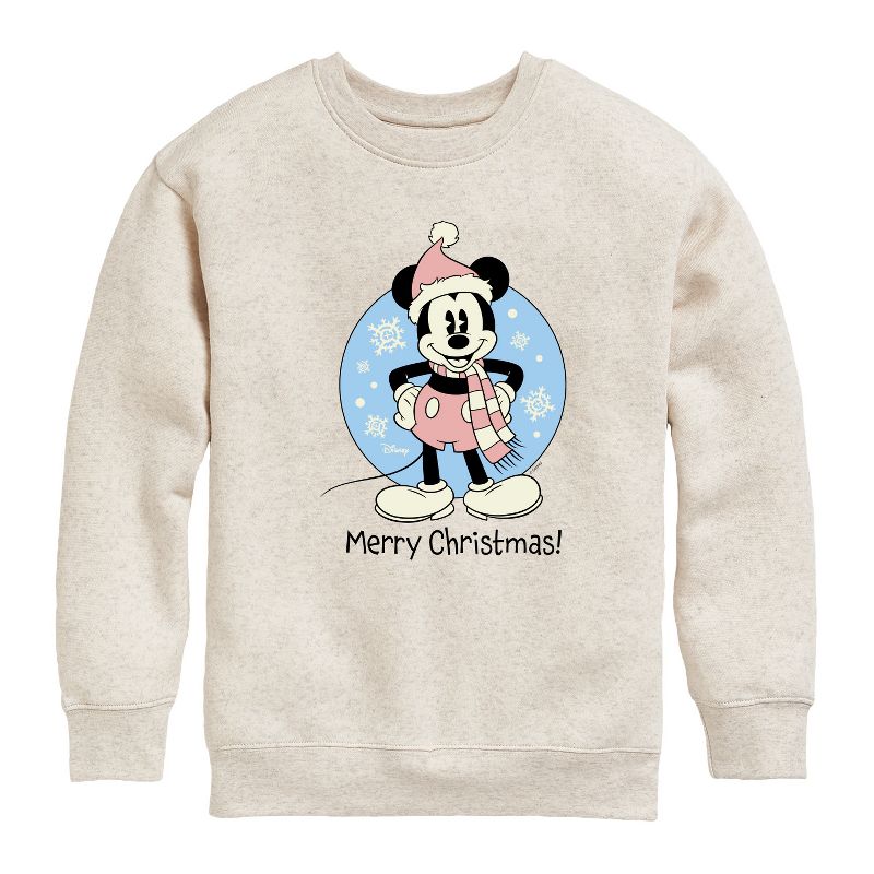 Boys' - Disney - Mickey Merry Christmas Graphic Long Sleeve Fleece Sweatshirt