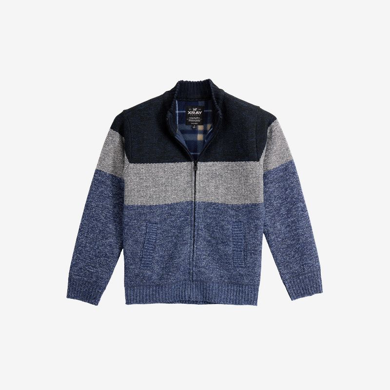 X RAY Boy's Full Zip Mock Neck Sweater With Fleece Lining