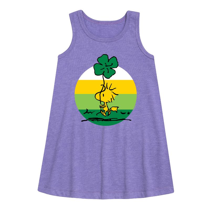 Girls' - Peanuts - Woodstock Shamrock Graphic Sleeveless Aline Dress
