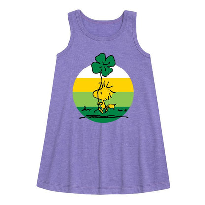 Girls' - Peanuts - Woodstock Shamrock Graphic Sleeveless Aline Dress