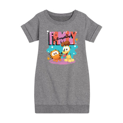 Girls' - Garfield - Family Is Everything Graphic Short Sleeve Fleece Dress