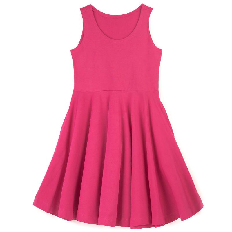 Mightly Girls Fair Trade Organic Cotton Solid Sleeveless Twirl Dress