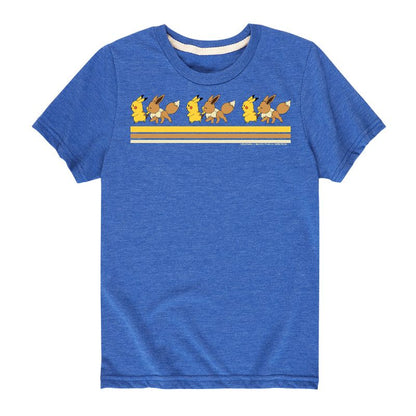 تي شيرت جرافيكي بأكمام قصيرة وخطوط كلاسيكية للأولاد - بوكيمون - بيكاتشو إيفي فريندز