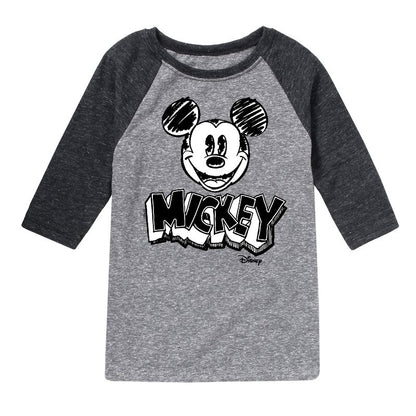 Boys' - Disney - Mickey Mouse Sketched Raglan Graphic T-Shirt