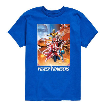Boys' - Power Rangers - Retro Comic Cover- Boy's Short Sleeve Tee Short Sleeve Graphic T-Shirt